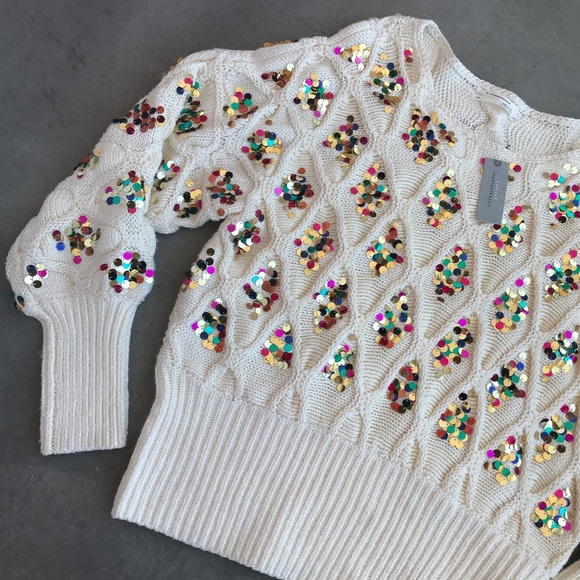 Anthropologie White Sequin Sweater - Picture 16 of 16